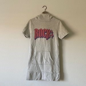 Rodeo crowns funnel neck hoodie short sleeves gray rock fleece